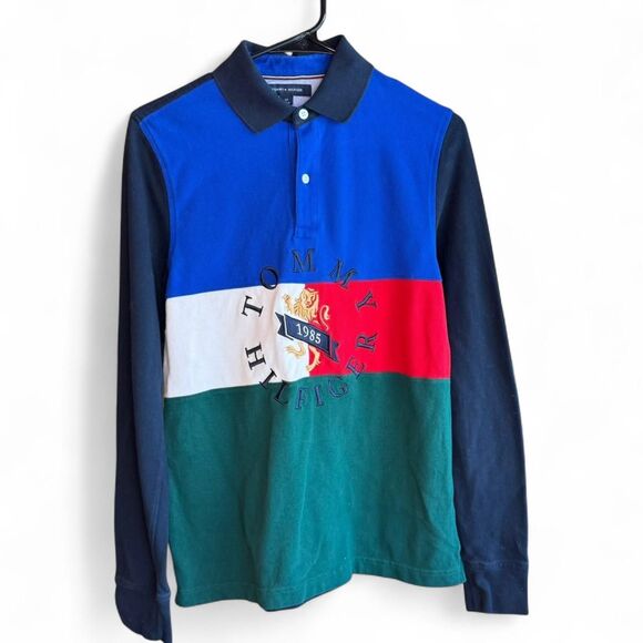 Tommy Hilfiger Men's Polo Shirt Small Colorblock Embroidered Logo 90s Y2k Preppy - Picture 1 of 7